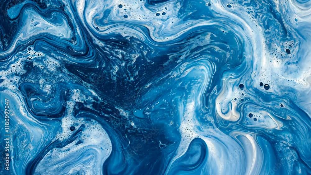 Poster abstract blue swirl pattern showcasing movement and texture in a vibrant aquatic color scheme