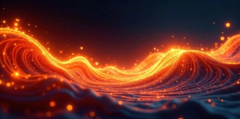 Powerful orange-white light streaks, swirling abstract waves, intense glow, texture, orange