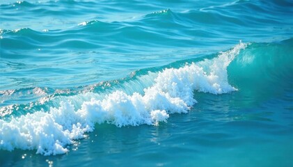 Shimmering pure blue water, gentle wavelets with soft white foam , calm ocean, background, soft waves