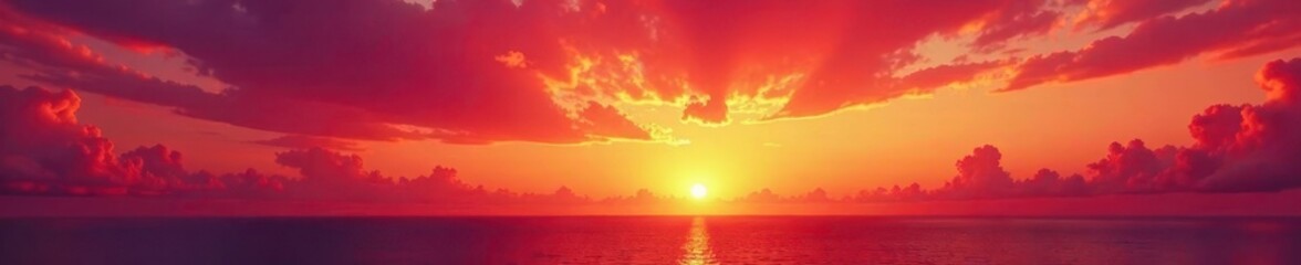 Swirling crimson and gold hues paint an ethereal sunset sky , twilight, nature