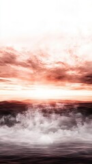 Smoke clouds mist softness concept. Serene sunset over misty waters with dramatic clouds.