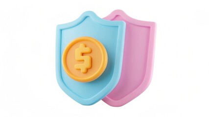 A colorful shield with a dollar sign, symbolizing financial protection and security.