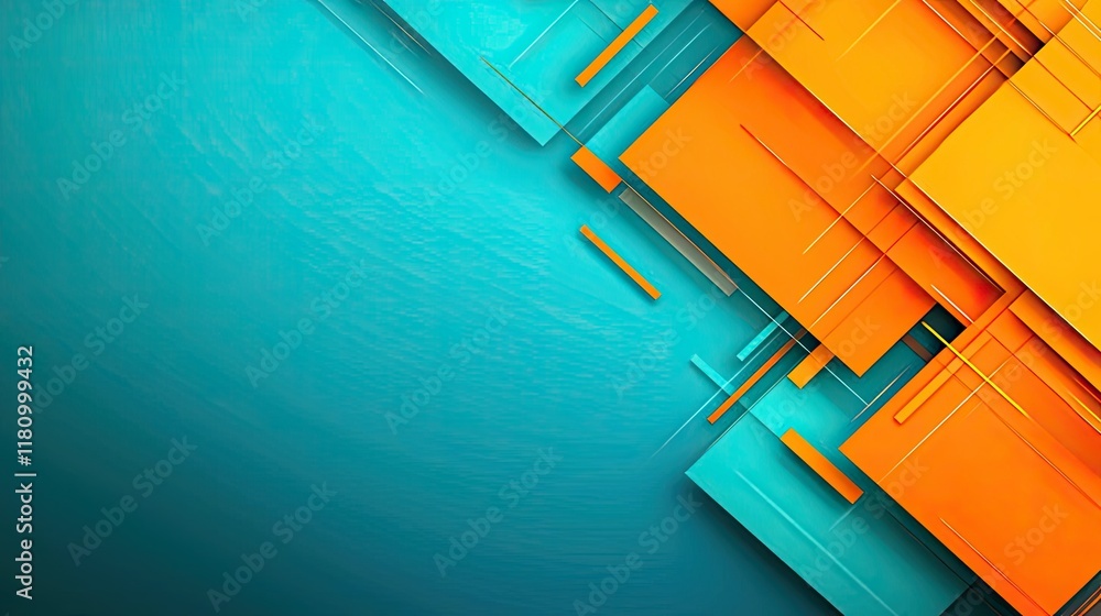 Poster matrix abstract background concept. vibrant geometric shapes in orange and teal create a modern abst