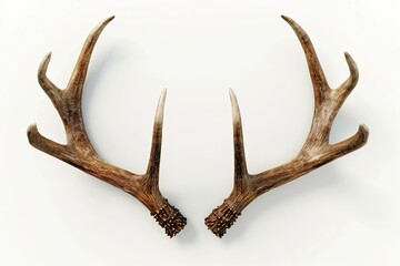 Ultra Hd Visual of Deer Antlers Isolated on White 3D Rendering