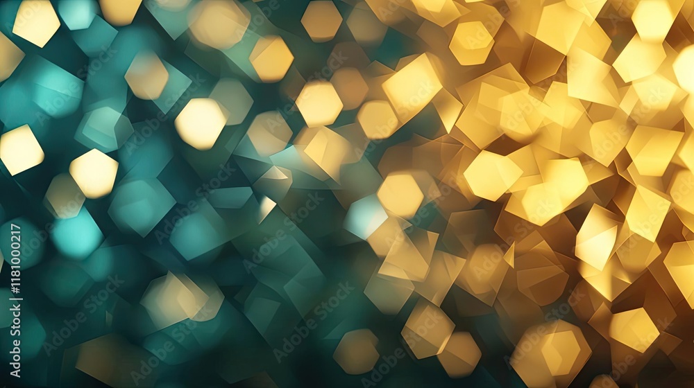 Poster matrix abstract background concept. abstract bokeh background with shimmering teal and gold hues, pe
