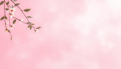 Fototapeta premium Delicate Spring Blossoms greetings card a Soft Pink Background
