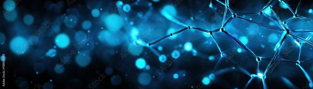 Poster vibrant blue abstract background filled with floating particles creating a dreamy and ethereal visua