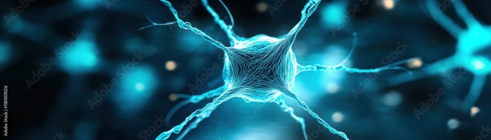 Poster intricate neuron structure illustrating neural connections and synapses in a scientific and educatio