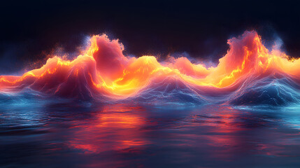 Obraz premium Music abstract concept illustration, sound wave and smoke colored and glowing, graphic resource 