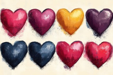 Fototapeta premium Hand Drawn Decorative Hearts Pattern for Seamless Background Design