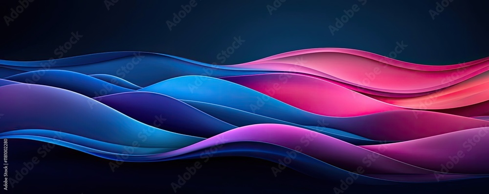 Poster layer abstract background idea. colorful abstract waves flowing in a harmonious blend of pink and bl