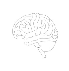 human brain illustration. One line brain design silhouette.Logo design. Hand drawn minimalism style. vector.	