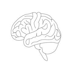 human brain illustration. One line brain design silhouette.Logo design. Hand drawn minimalism style. vector.	