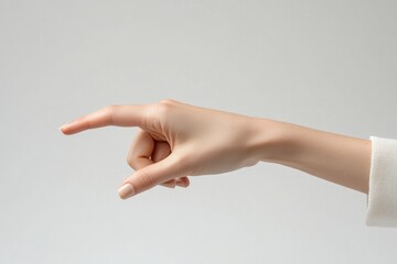 Dynamic Hand Snapping Gesture with Finger Pointing Up, Isolated in Studio Setup