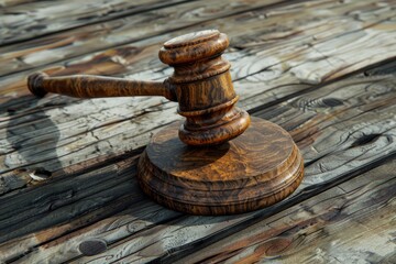 Ultra Quality Image of Wooden Gavel Resting on Wooden Table for Legal Concepts