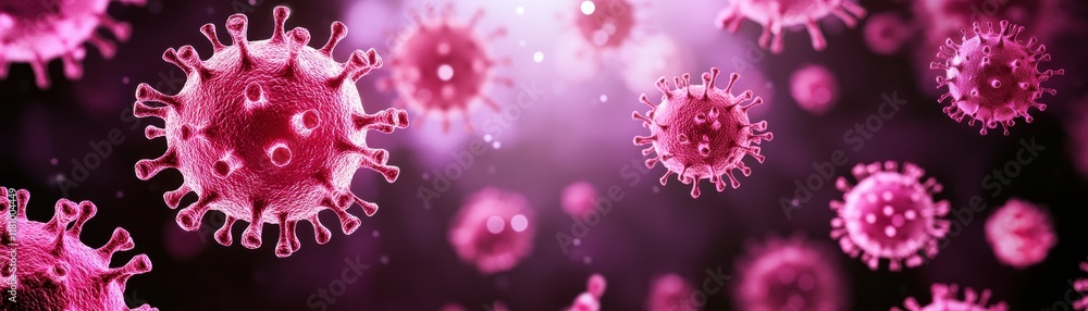 Aufkleber colorful group of pink viruses in abstract closeup creating an intriguing and captivating microbial 