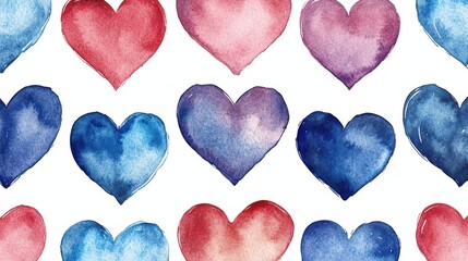 Fototapeta premium Hand-Drawn Seamless Decorative Heart Patterns in Various Colors
