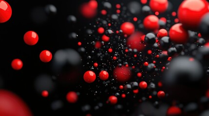 Obraz premium Abstract Red and Black Sphere Composition: A Dynamic Visual Symphony