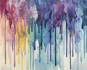Fototapeta premium Vertical Splashes of Color: Unique Watercolor Smudges and Drips in Abstract Artistic Composition
