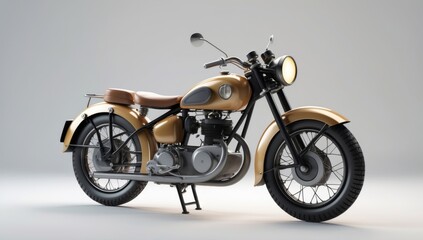 Fototapeta premium Classic Vintage Motorcycle Displayed Against Neutral Background