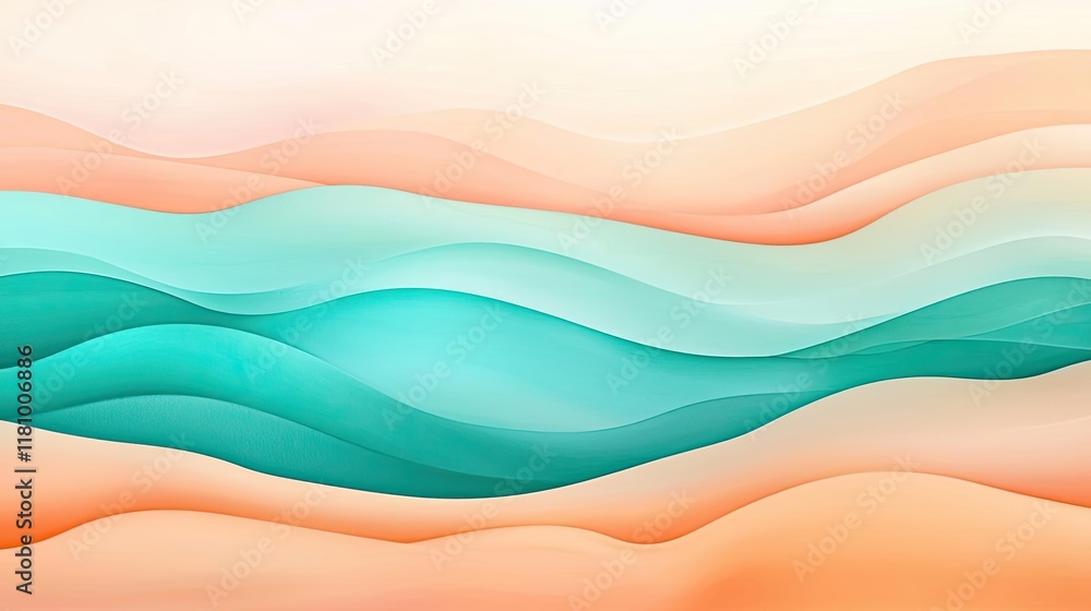 Poster watercolor abstract background idea. elegant abstract waves in soothing colors create a tranquil vis
