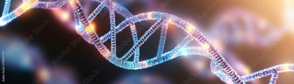 Poster intricate double helix structure of dna representing genetic blueprint of life in a vibrant and scie