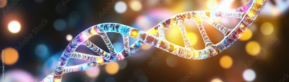 Poster abstract representation of dna helix with soft focus background highlighting scientific discovery an