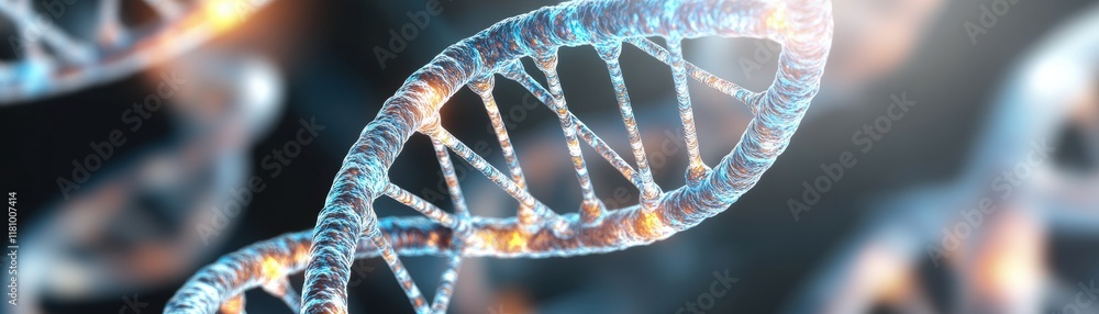 Poster intricate 3d representation of a dna molecule highlighting the double helix structure and genetic co