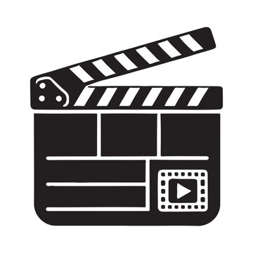 recommend clip art: Movie Clapperboard Silhouette Icon for Film Production