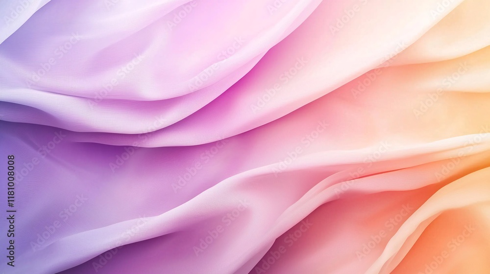 Poster an abstract background with grainy gradients moving from deep purples to soft oranges, creating a wa