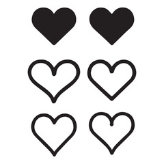 Various Line Art Heart Icons Vector Illustration Set