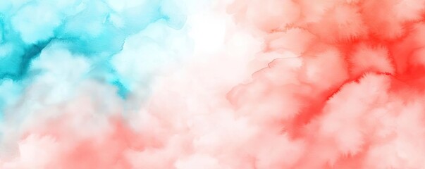 Fototapeta premium Watercolor abstract background idea. Vibrant abstract background with clouds in red, white, and blue shades.