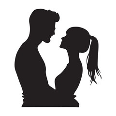 Romantic Silhouette Couple Embracing in Love