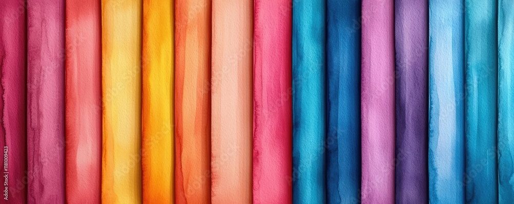 Poster watercolor abstract background idea. colorful fabric textures arranged in a vertical alignment for d
