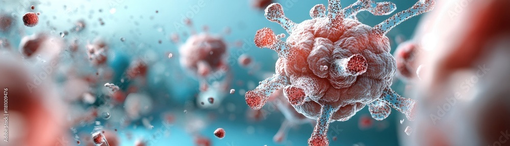 Poster close up view of blood cells in microscopic detail highlighting their unique shapes and colors in a 