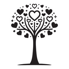 Charming Heart Tree Silhouette Illustration