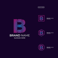 Letter B icon logo design template elements