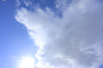 天気のいい快晴で雲がふよふよしている