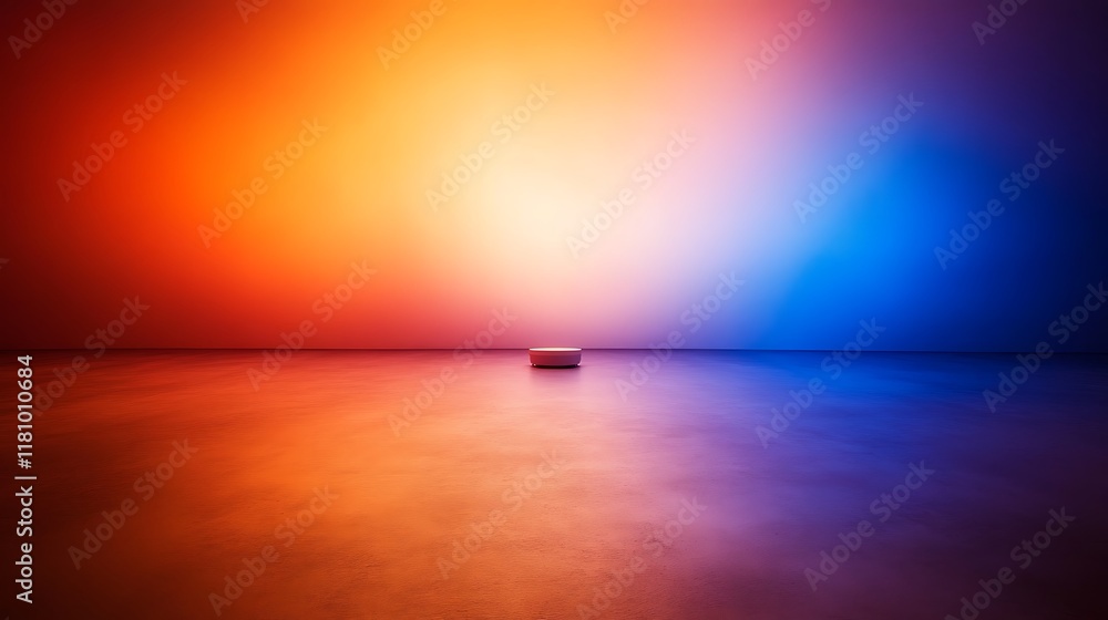 Poster minimalist studio scene with colorful gradient background