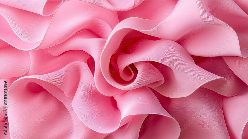 Aufkleber soft pink fabric texture with elegant swirls and delicate ruffles for background and design use