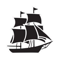 Majestic Tall Ship Silhouette Illustration