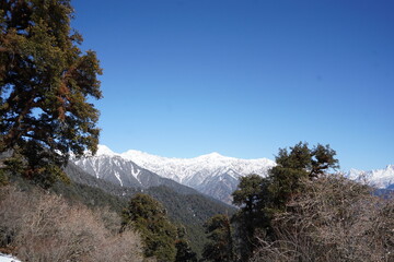 snow covered mountains
