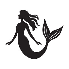 Charming Mermaid Silhouette Illustration