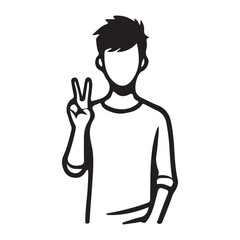 Man Showing Peace Sign Silhouette Illustration