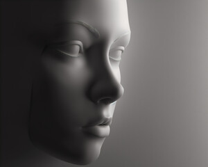 Abstract Illustration of a Human Face with Smooth Features in Monochrome - Perfect for Artistic and Conceptual Projects