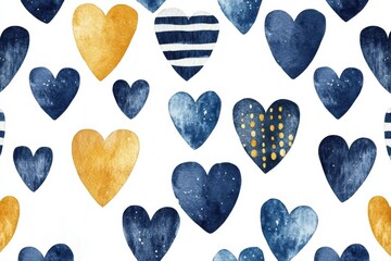Obraz premium Hand Drawn Seamless Decorative Pattern with Colorful Hearts