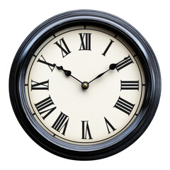 Classic Analog Clock with Roman Numerals for Vintage Decor on Transparent Background