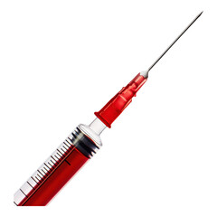 Fototapeta premium Close-Up View of a Medical Syringe Filled with Solution for Medical Use on Transparent Background