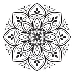 Mandala line art element pattern graphic design for coloring, greeting card, sticker, tattoo, yoga design, wallpaper