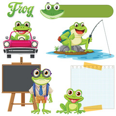 Fototapeta premium Frog Adventures and Activities Collection